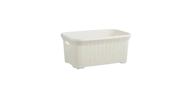 Superio 40 L Laundry Basket, Knit Design, Cream