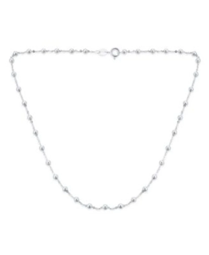 Bling Jewelry Delicate Sturdy Petite 3mm Round Ball Bead Station Chain Anklet Hot Wife Ankle Bracelet For Women .925 Sterling Silver Made In Italy