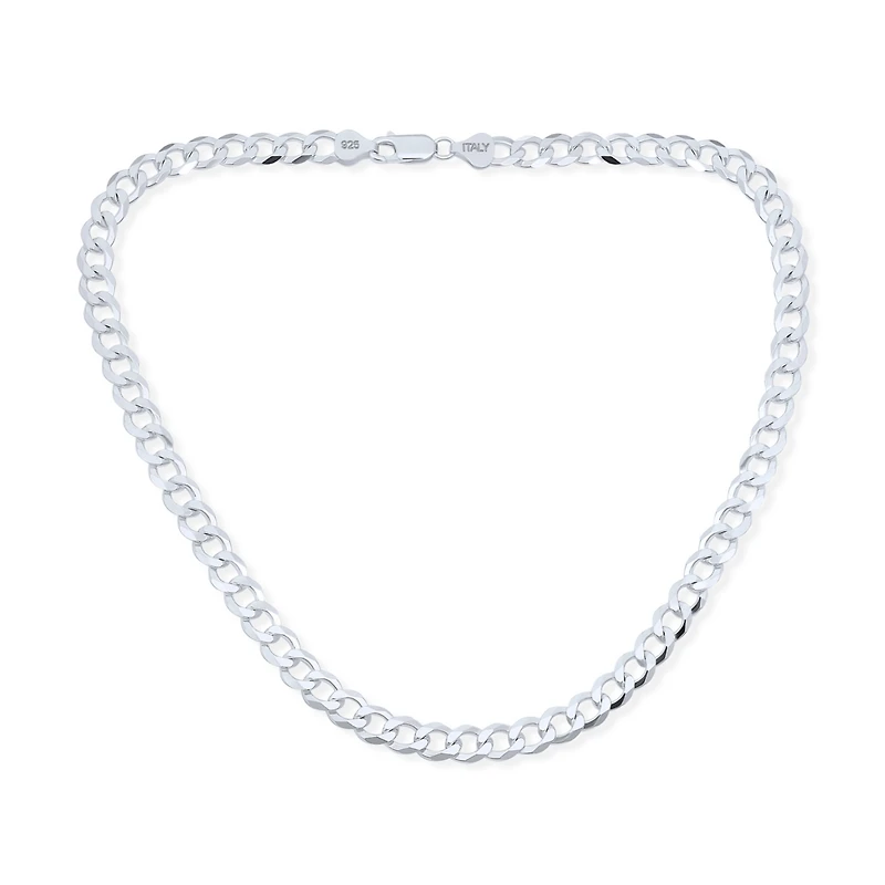 Bling Jewelry Solid Strong .925 Sterling Silver 180 Gauge 7MM Miami Cuban Curb Chain Necklace