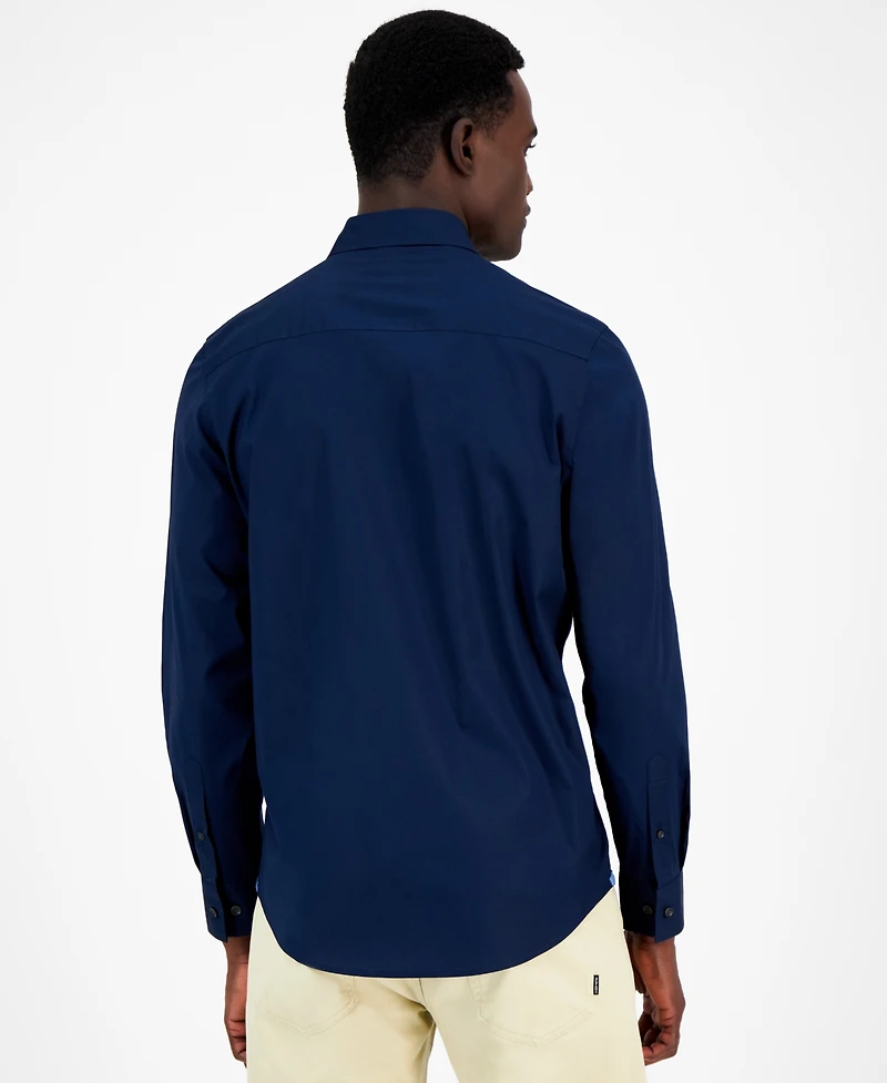 Alfani Men's Modern Classic-Fit Stretch Solid Button-Down Shirt, Created for Macy's