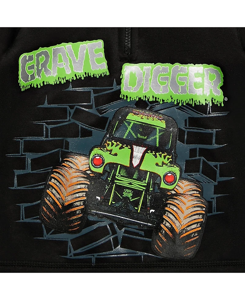 Monster Jam Toddler Boys Grave Digger Half Zip Hoodie