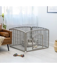 Iris Usa 24-inch Exercise 4-Panel Pet Playpen with Door, Silver