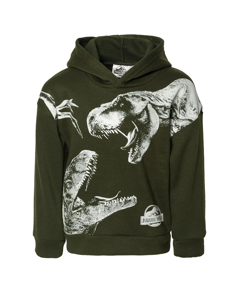 Jurassic Park Boys World Dinosaur T-Rex Fleece Pullover Hoodie