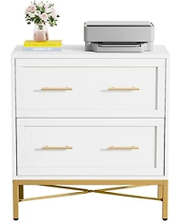 Tribesigns 2 Drawer File Cabinet, Modern White Lateral Filing Cabinet for Letter/Legal/A4 Size, Large File Storage Cabinets Printer Stand with Storage