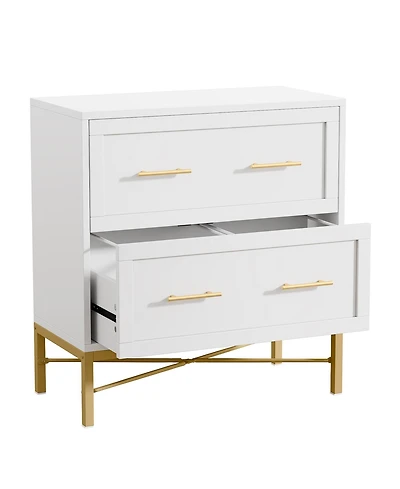Tribesigns 2 Drawer File Cabinet, Modern White Lateral Filing Cabinet for Letter/Legal/A4 Size, Large File Storage Cabinets Printer Stand with Storage