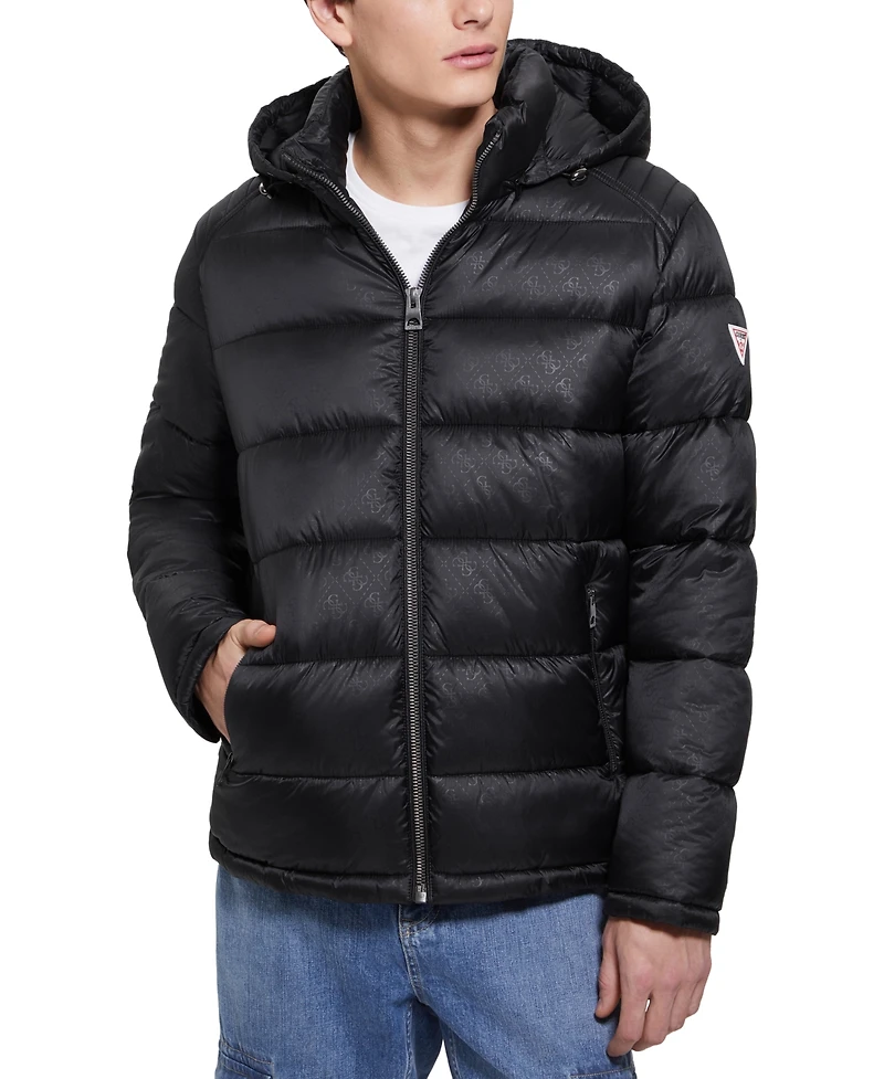 Guess Men's Adam Puffer Jacket with Removable Hood