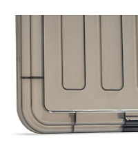 Iris Usa 4 Pack 91qt Large Plastic Storage Bin with Lid and Secure Latching Buckles, Clear/Gray