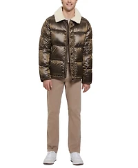 Guess Men's Puffer Jacket with Sherpa Collar