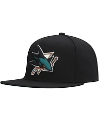Mitchell & Ness Men's Black San Jose Sharks Core Top Spot Snapback Hat