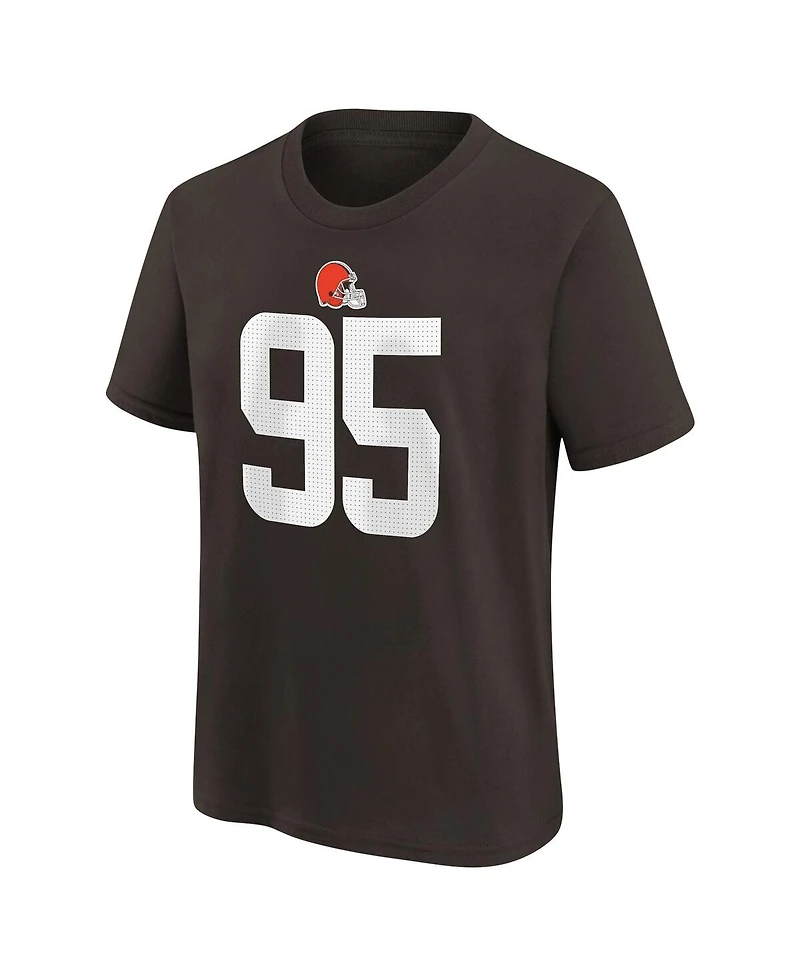 Nike Big Boys and Girls Myles Garrett Brown Cleveland Browns Player Name Number T-Shirt