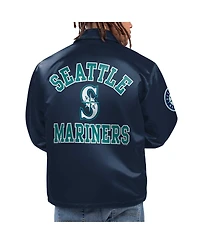 Starter Men's Navy Seattle Mariners Option Route Satin Full-Snap Jacket