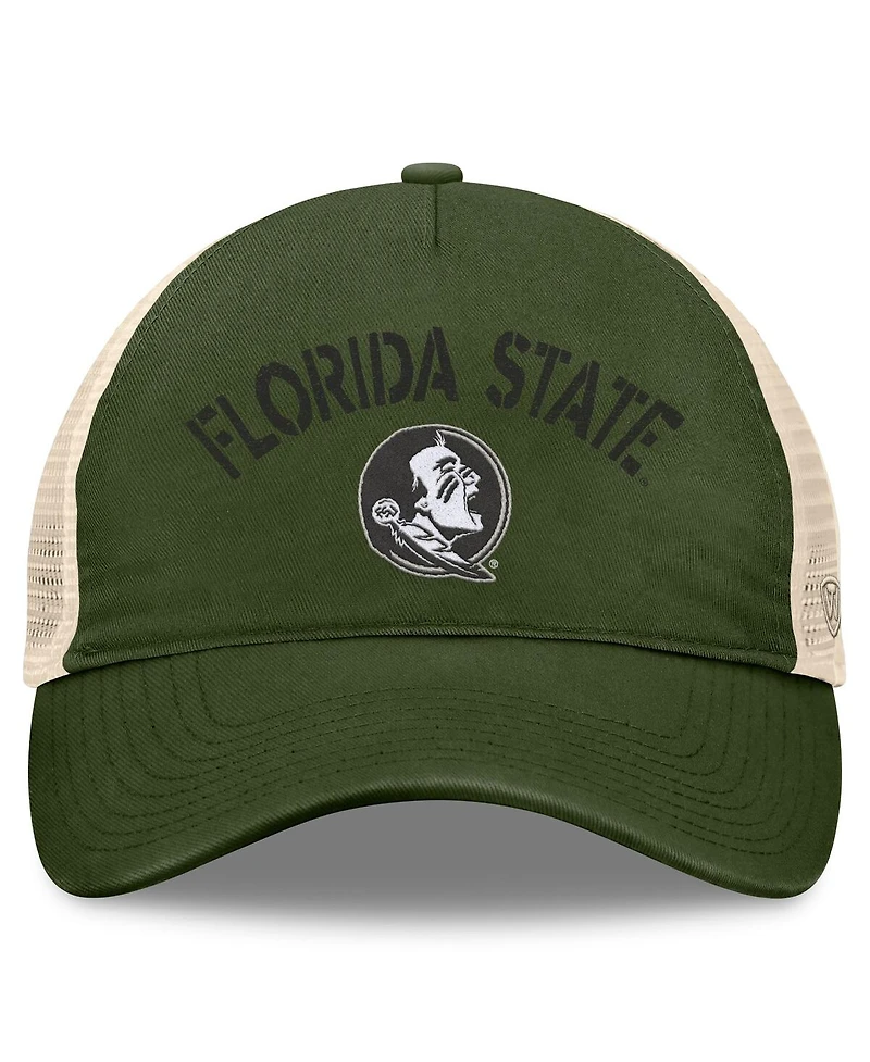Top of the World Men's Hunter Green Florida State Seminoles Oht Military Appreciation Glory Trucker Adjustable Hat