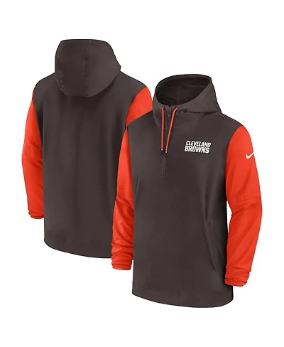 Nike Men's Brown/Orange Cleveland Browns 2024/25 Sideline Pre-Game Player 1/2-Zip Hoodie Jacket