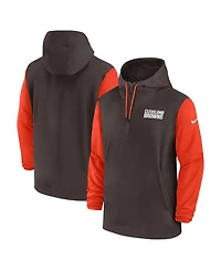 Nike Men's Brown/Orange Cleveland Browns 2024/25 Sideline Pre-Game Player 1/2-Zip Hoodie Jacket