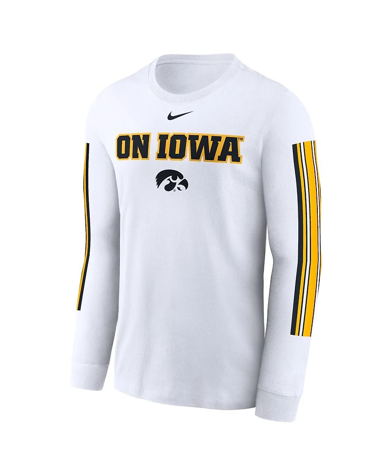 Nike Men's White Iowa Hawkeyes Local Spirit Slogan Long Sleeve T-Shirt