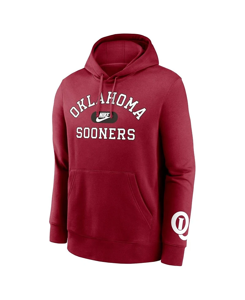 Nike Men's Crimson Oklahoma Sooners Legacy Foundational Two-Hit Club Performance Pullover Hoodie