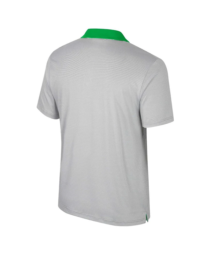 Colosseum Men's Gray Oregon Ducks Big Tall Tuck Striped Polo