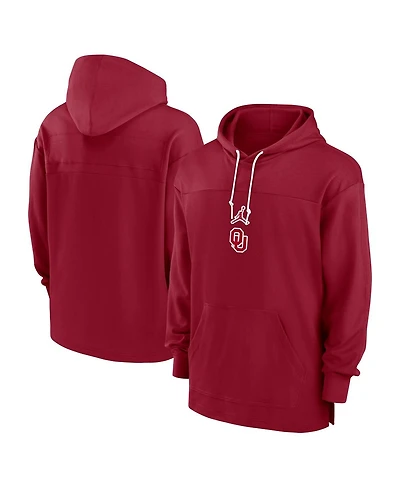 Jordan Men's Crimson Oklahoma Sooners 2024/25 Sideline Jersey Performance Pullover Hoodie