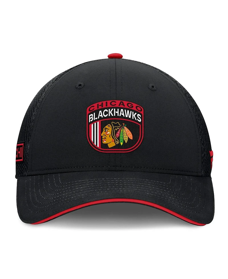 Fanatics Men's Black Chicago Blackhawks 2024 Nhl Draft On Stage Trucker Adjustable Hat