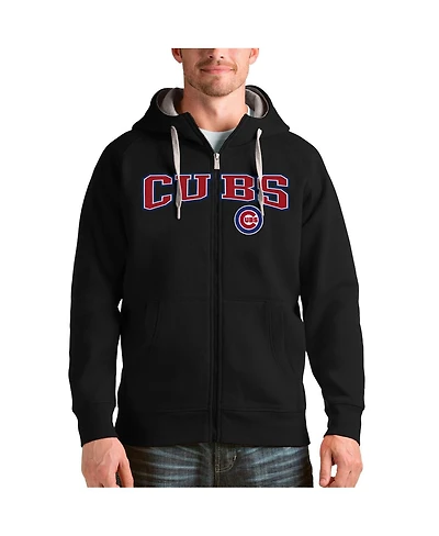Antigua Men's Black Chicago Cubs Team Logo Victory Full-Zip Hoodie