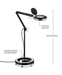 Brightech Lightview Pro 55 in. Dimmable Magnifying Led Rolling Floor Lamp (1.75X)