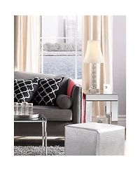 360 Lighting Bohemian Country Cottage Style Accent Table Lamp 21" High Clear Stacked Glass Off White Bell Shade Decor for Living Room Bedroom House Be