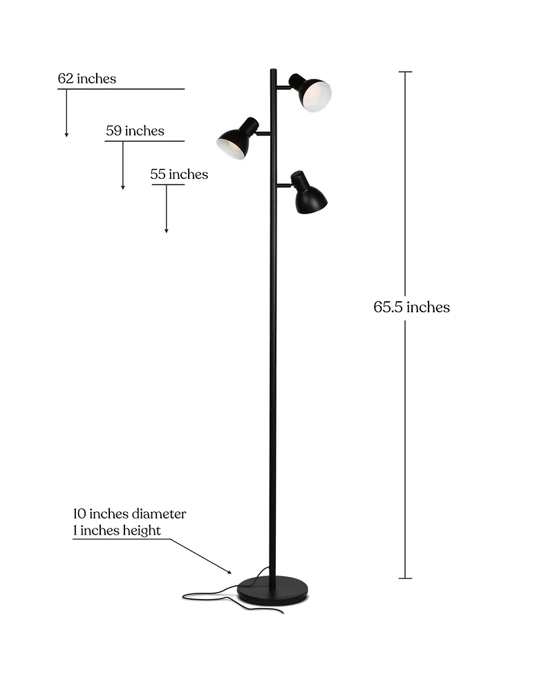 Ethan 65.5" Led Tree Floor Lamp with Adjustable Rotating Heads