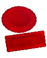 Certified International Red Crackle 2-Pc. Melamine Platter Set