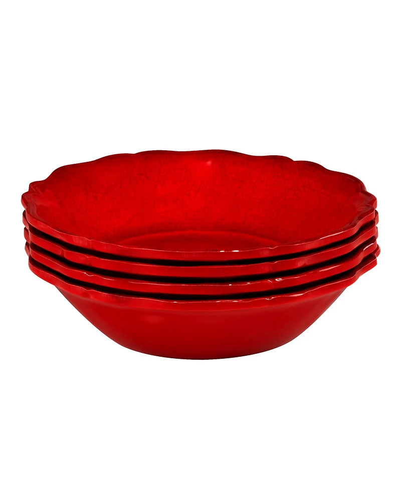 Certified International Red Crackle All Purpose Bowls, Set of 4