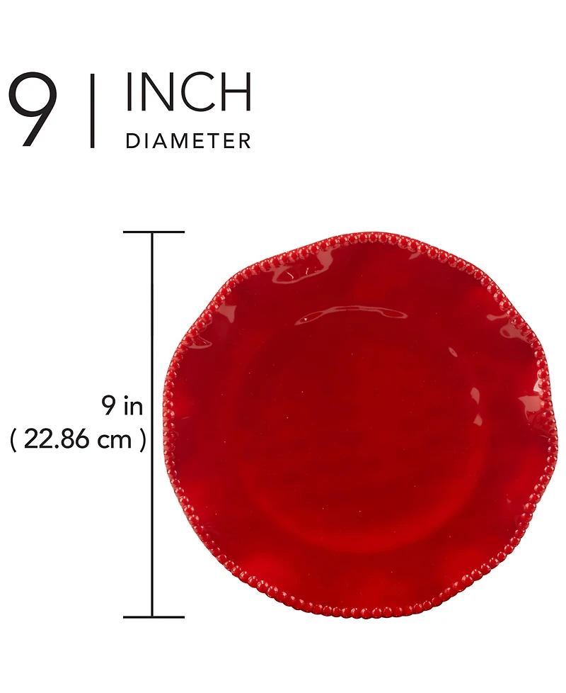 Certified International Perlette Red Salad Plates, Set of 4