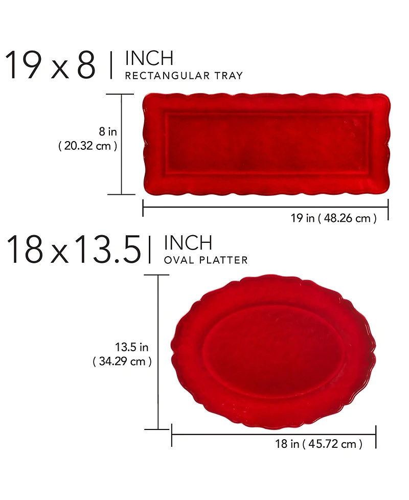 Certified International Red Crackle 2-Pc. Melamine Platter Set