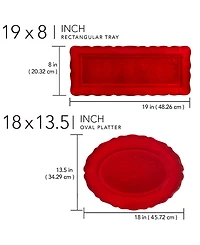 Certified International Red Crackle 2-Pc. Melamine Platter Set