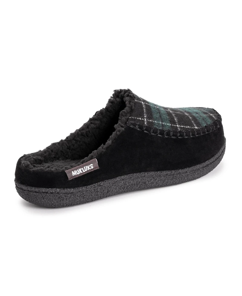 Muk Luks Mens Staughton Clog Slipper, Black, 12