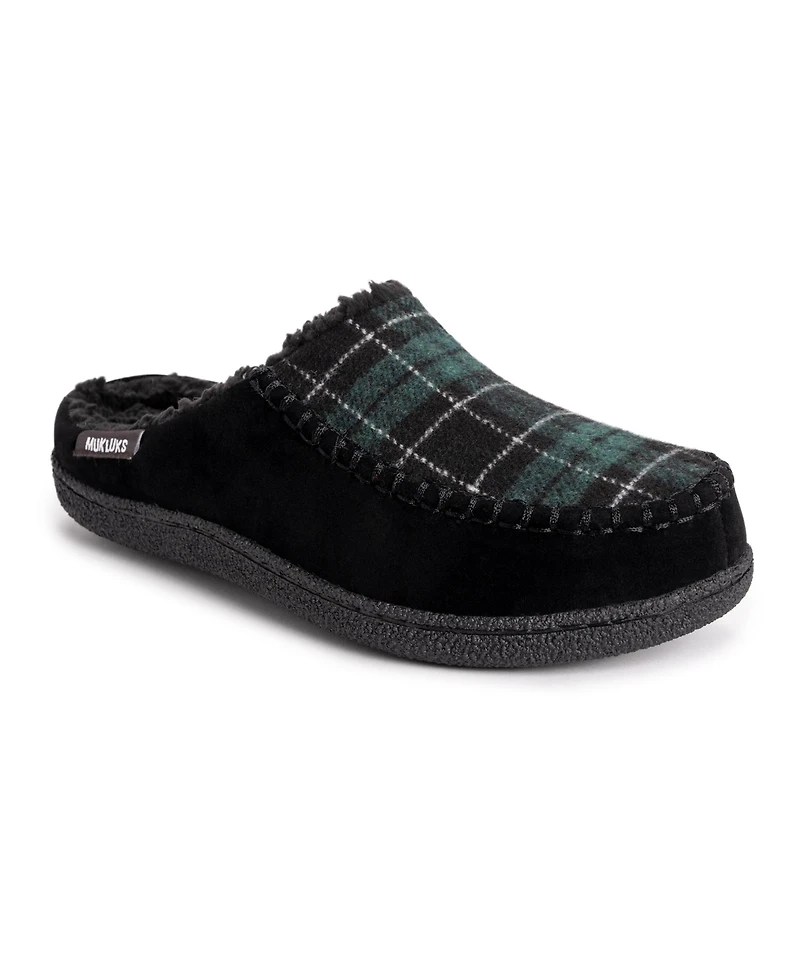 Muk Luks Mens Staughton Clog Slipper, Black, 12