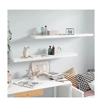 vidaXL Floating Wall Shelves 2 pcs High Gloss White 47.2"x9.3"x1.5" Mdf