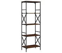 Bookcase 5-Tier Brown Oak 23.2"x13.8"x67.3" Engineered Wood