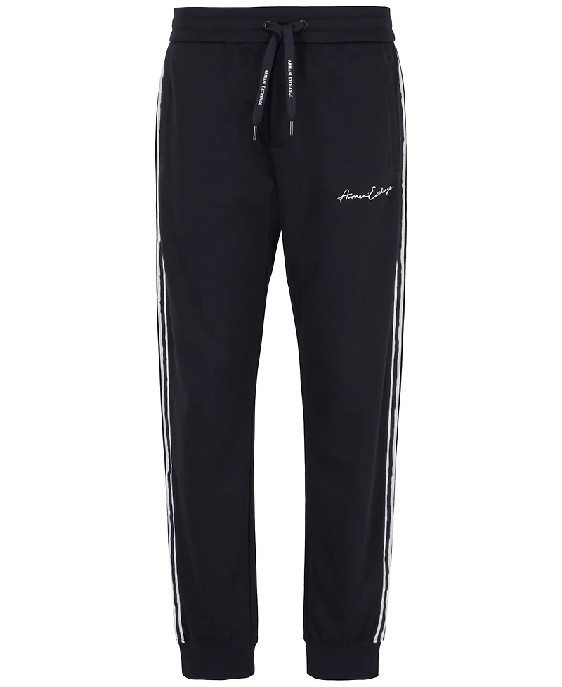 A|X Armani Exchange Men's Striped Logo Jogger Pants