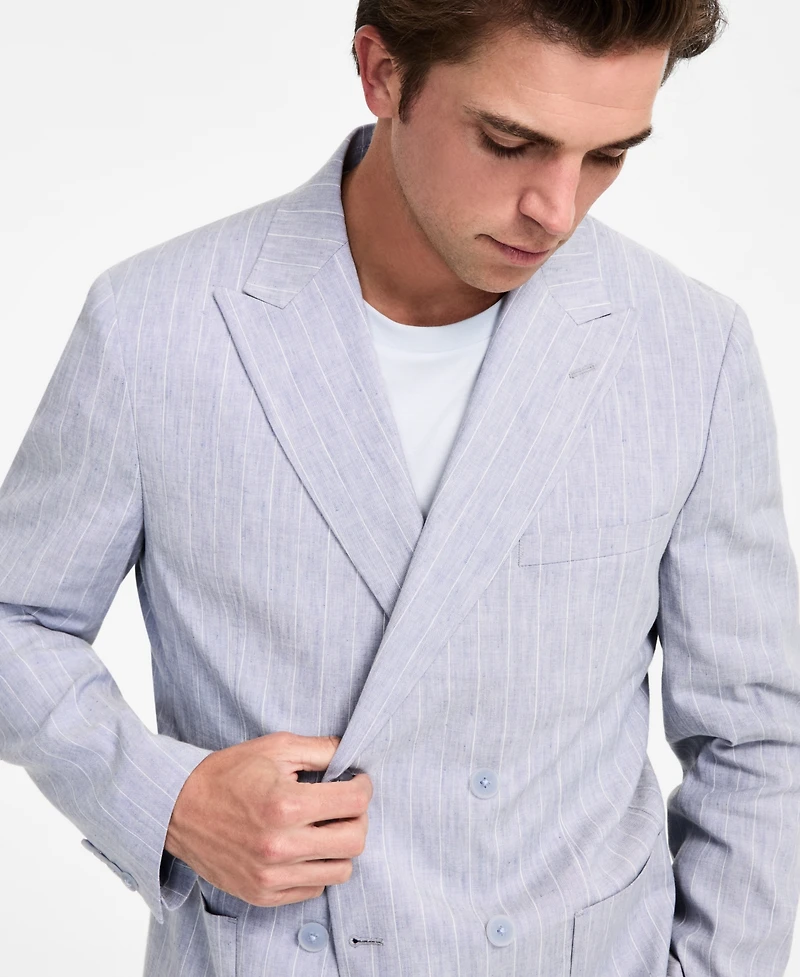 Calvin Klein Men's Slim Fit Double Breasted Linen Suit Jacket