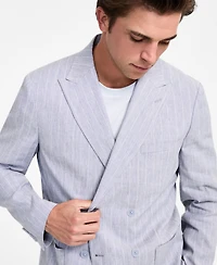 Calvin Klein Men's Slim Fit Double Breasted Linen Suit Jacket