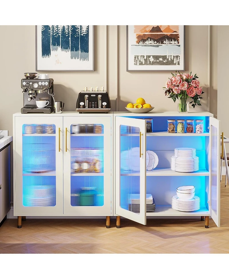 Tribesigns Buffet Cabinet with Acrylic Doors and Led Light for Living Room, Kitchen