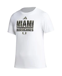 Adidas Women's White Miami Hurricanes Aeroready Military Appreciation Pregame T-Shirt