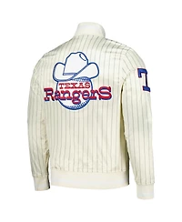 Pro Standard Men's Cream Texas Rangers Cooperstown Collection Pinstripe Retro Classic Satin Full-Snap Jacket