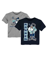 Outerstuff Toddler Deep Sea Blue/Heather Gray Seattle Kraken Two-Pack Disney Offense Only T-Shirt Set