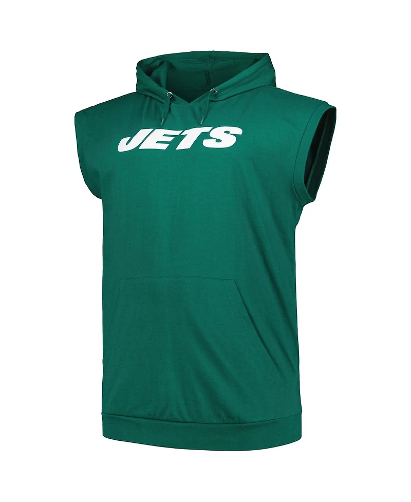 Fanatics Men's Green New York Jets Big Tall Muscle Hoodie Sleeveless T-Shirt