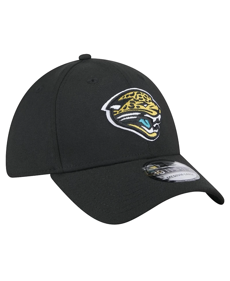 New Era Men's Black Jacksonville Jaguars Throwback Logo Standard 39THIRTY Flex Hat