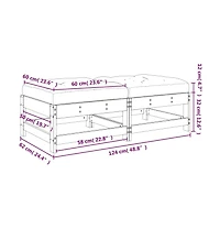 vidaXL Patio Footstools with Cushions 2pcs White Solid Wood Pine
