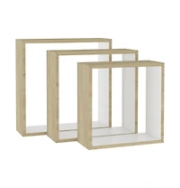 vidaXL Wall Cube Shelves 3 pcs White and Sonoma Oak