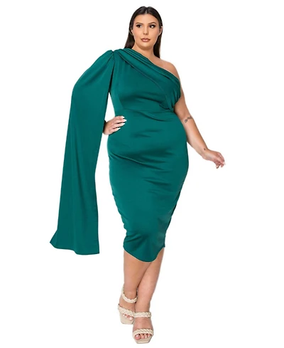 L I V D Plus Spade One Shoulder Cape Dress