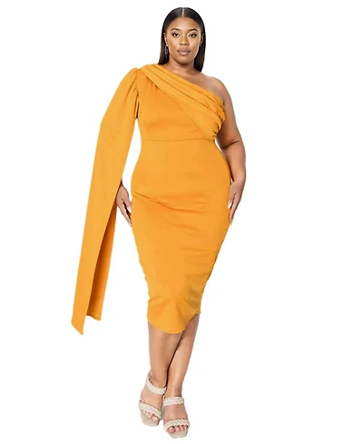 L I V D Plus Spade One Shoulder Cape Dress