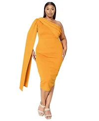 L I V D Plus Spade One Shoulder Cape Dress